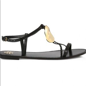 Tory Burch. "Patos" Multi-straps disc embellished sandals
